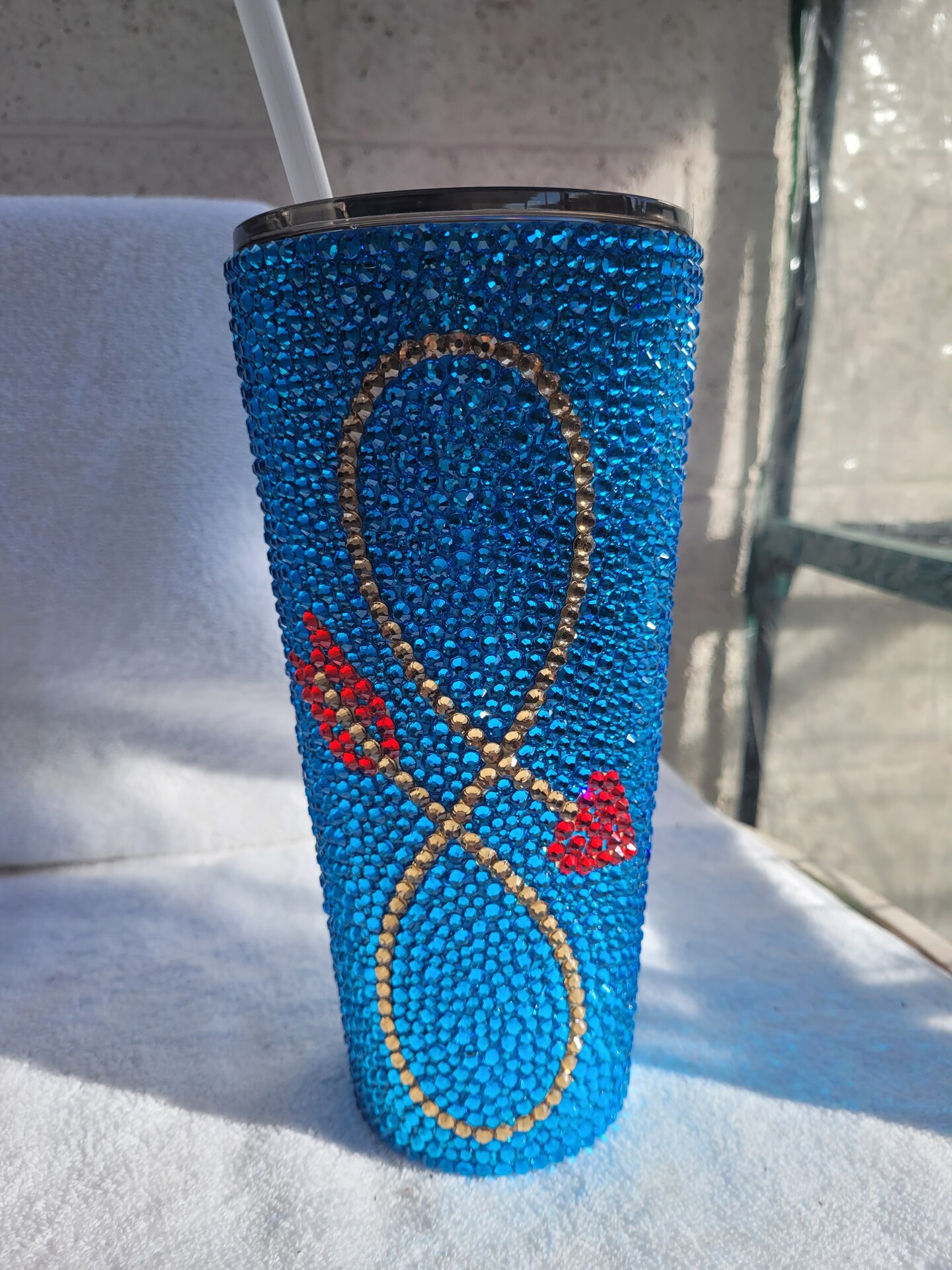 Rhinestone Tumbler Bling Cup handmade. Handmade Rhinestone Women