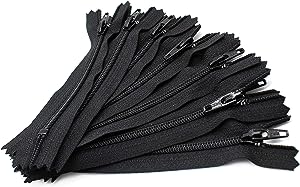 YKK 8" Zipper Nylon Coil Zippers Made in USA~ Closed Bottom ~ 580 Black (10 Zippers/Pack)