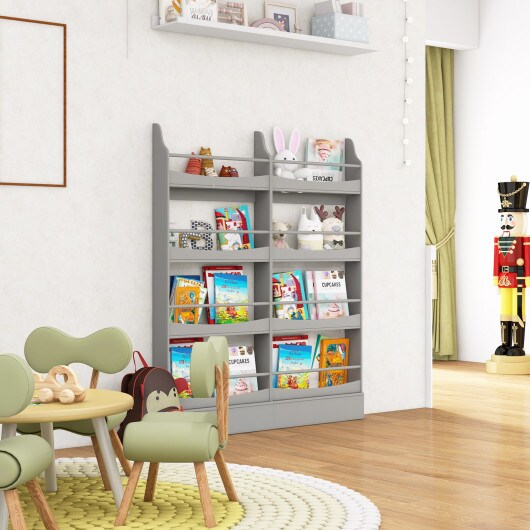 4-Tier Freestanding Floor Kids Bookshelf with Anti-toppling Device Suitable to Any Room