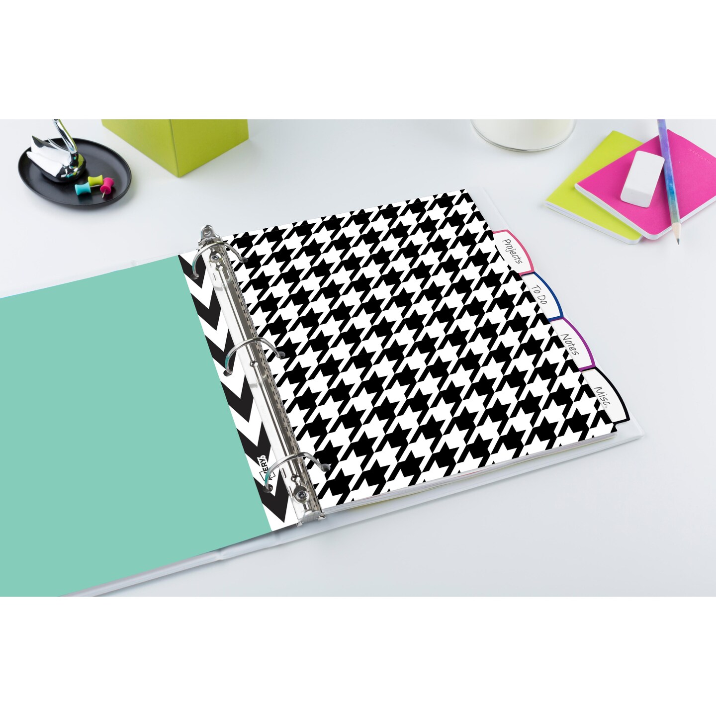 Avery Reversible Fashion Big Tab Dividers for 3 Ring Binder, Assorted Designs, 5 Tab Set, 3 Packs, 3 Sets Total (24914)