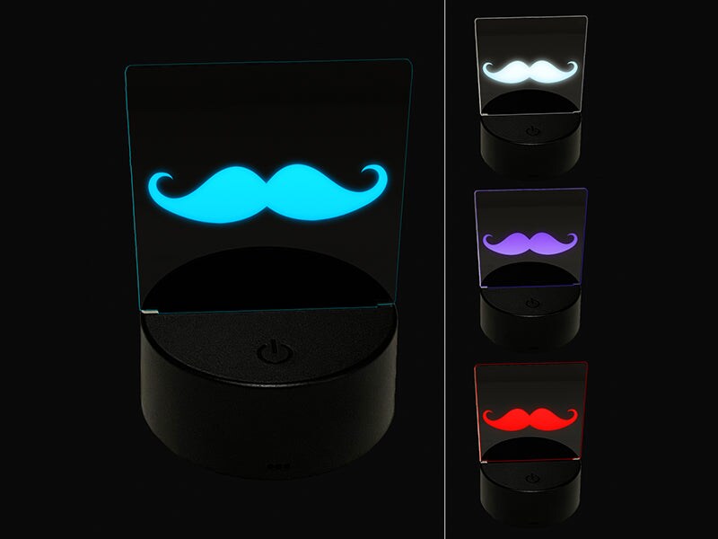 Handlebar Mustache Moustache Silhouette 3D Illusion LED Night Light Sign Nightstand Desk Lamp
