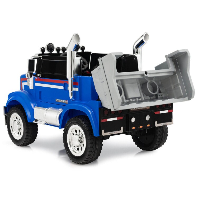 12V Licensed Freightliner Kids Ride On Truck Car with Dump Box and Lights