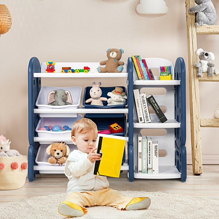 Toy Storage Organizer for Kids, 3-Tier Multi-Purpose Storage Bins with 6  Removable Plastic Bins, HDPE Toy Storage Rack Unit for Playroom Bedroom