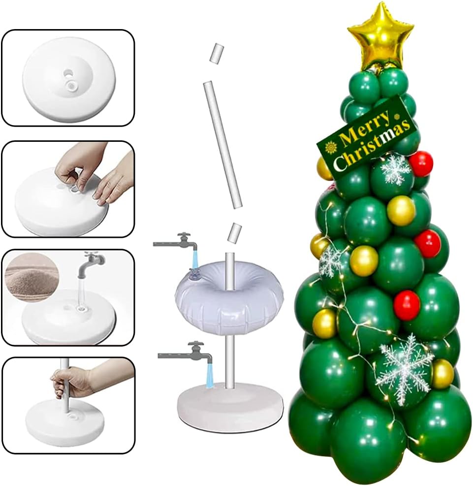 Balloon Column Kit, 5 feet Balloon Stand Tower with Base Pole PVC Pipe & Balloon Sticks Rings for Weddings Birthday Christmas Party Decorations, 2 Set