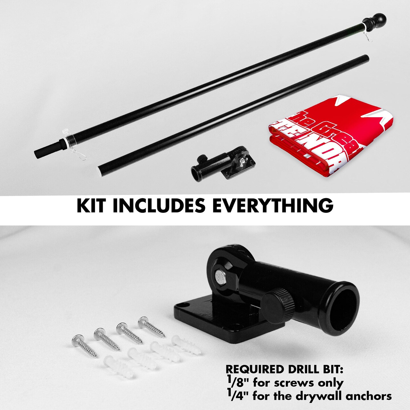 G128 Combo Pack: 6 Ft Tangle Free Aluminum Spinning Flagpole (Black) & Canada Canadian The Great White North Flag 3x5 Ft, LiteWeave Pro Series Printed 150D Polyester | Pole with Flag Included