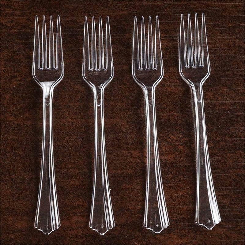 Hard Plastic CLEAR FORKS Disposable Silverware