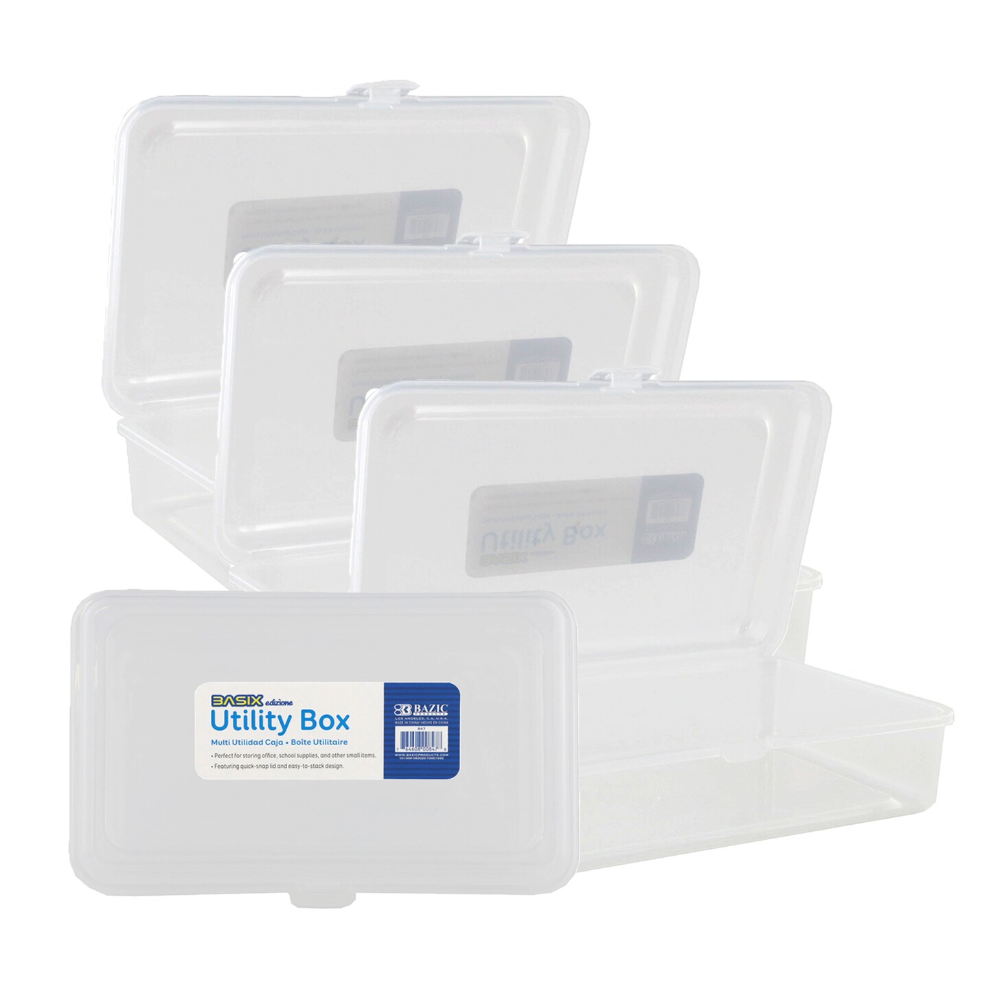 BAZIC Pencil Case Multipurpose Utility Box - Basix Clear