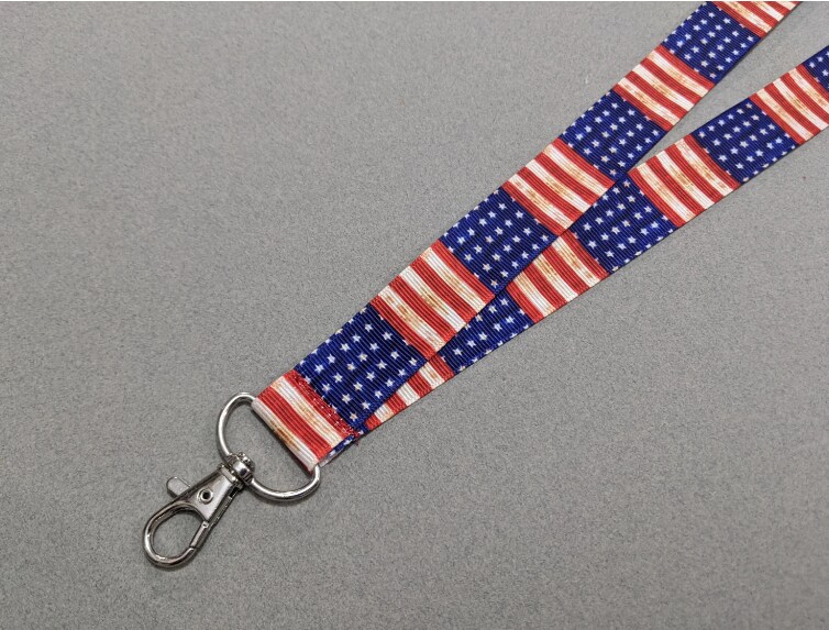 Patriotic Rustic American Flag ID Badge Lanyard, 1