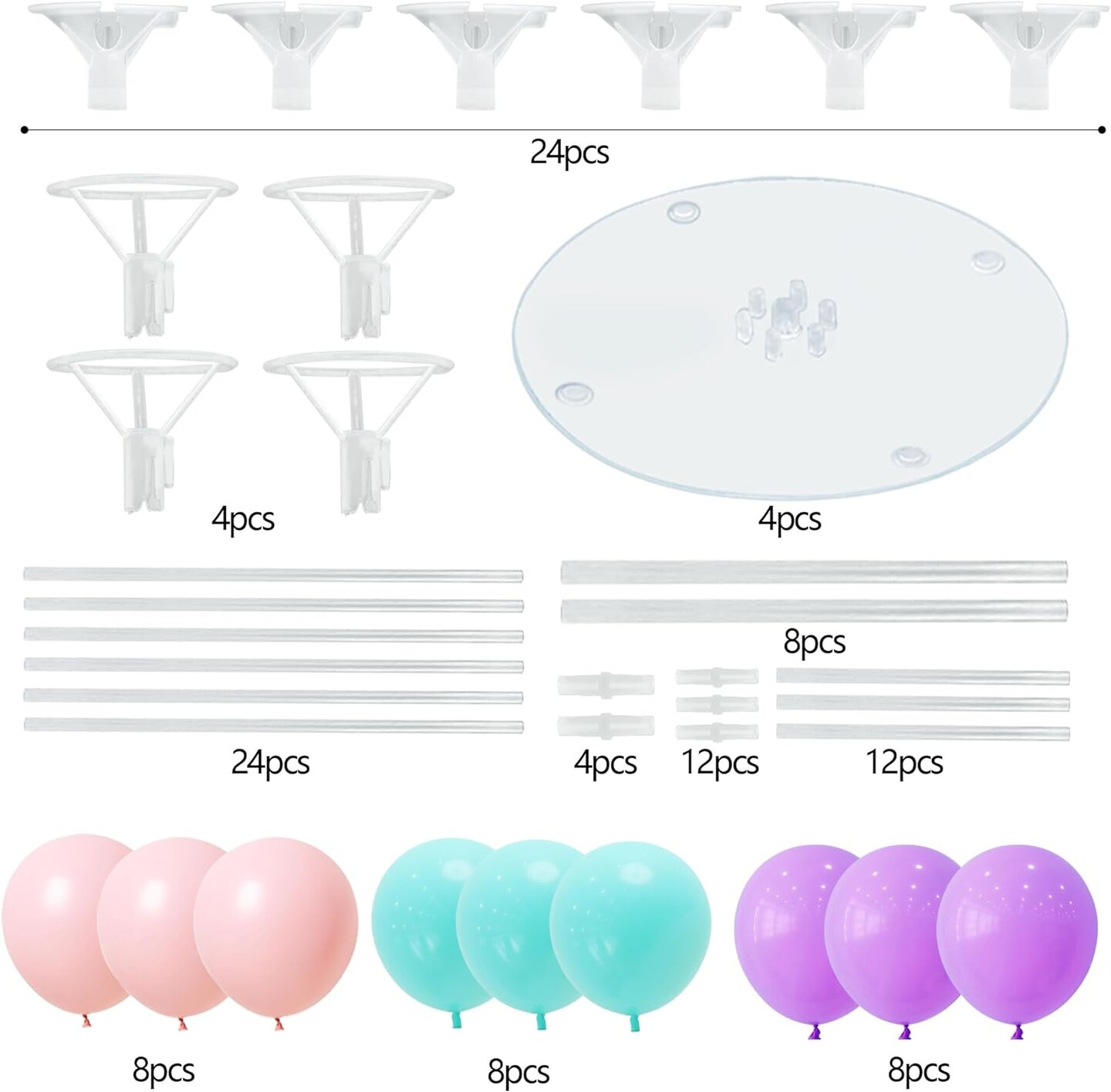 Balloon Centerpieces Stands For Tables Birthday Party Decorations Supplies For Girls With Pastel Balloons