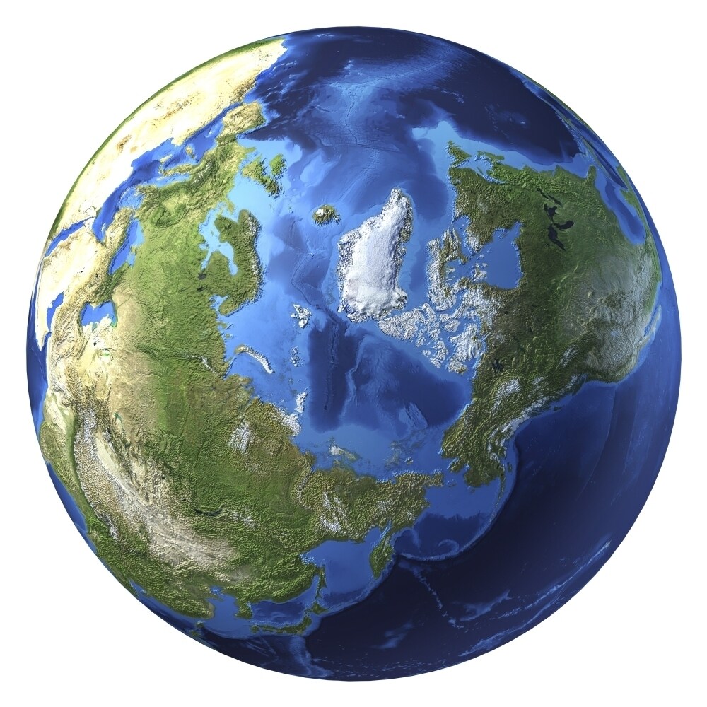 3D Rendering Of Planet Earth Centered On The North Pole Poster Print