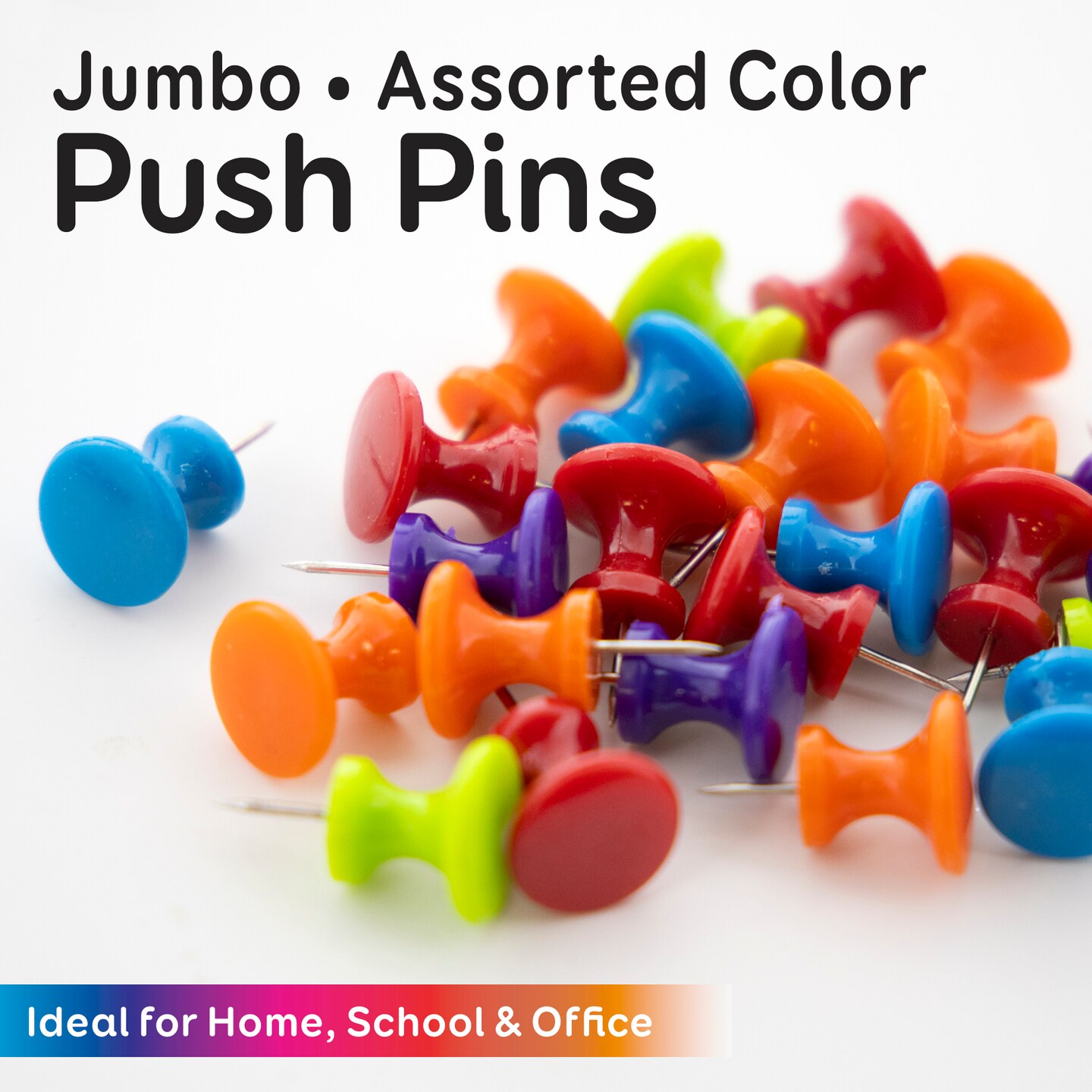 BAZIC Push Pins Jumbo Assorted Color (25/Pack)