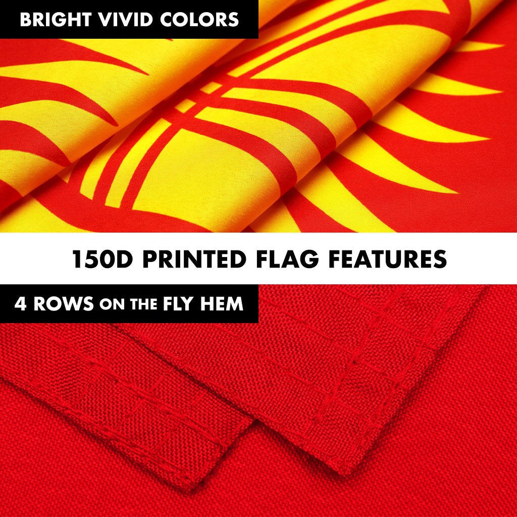 G128 Combo Pack: 6 Ft Tangle Free Spinning Flagpole (White) & Kyrgyzstan Flag 3x5 Ft Printed 150D Polyester, Brass Grommets (Flag Included) Aluminum Flag Pole