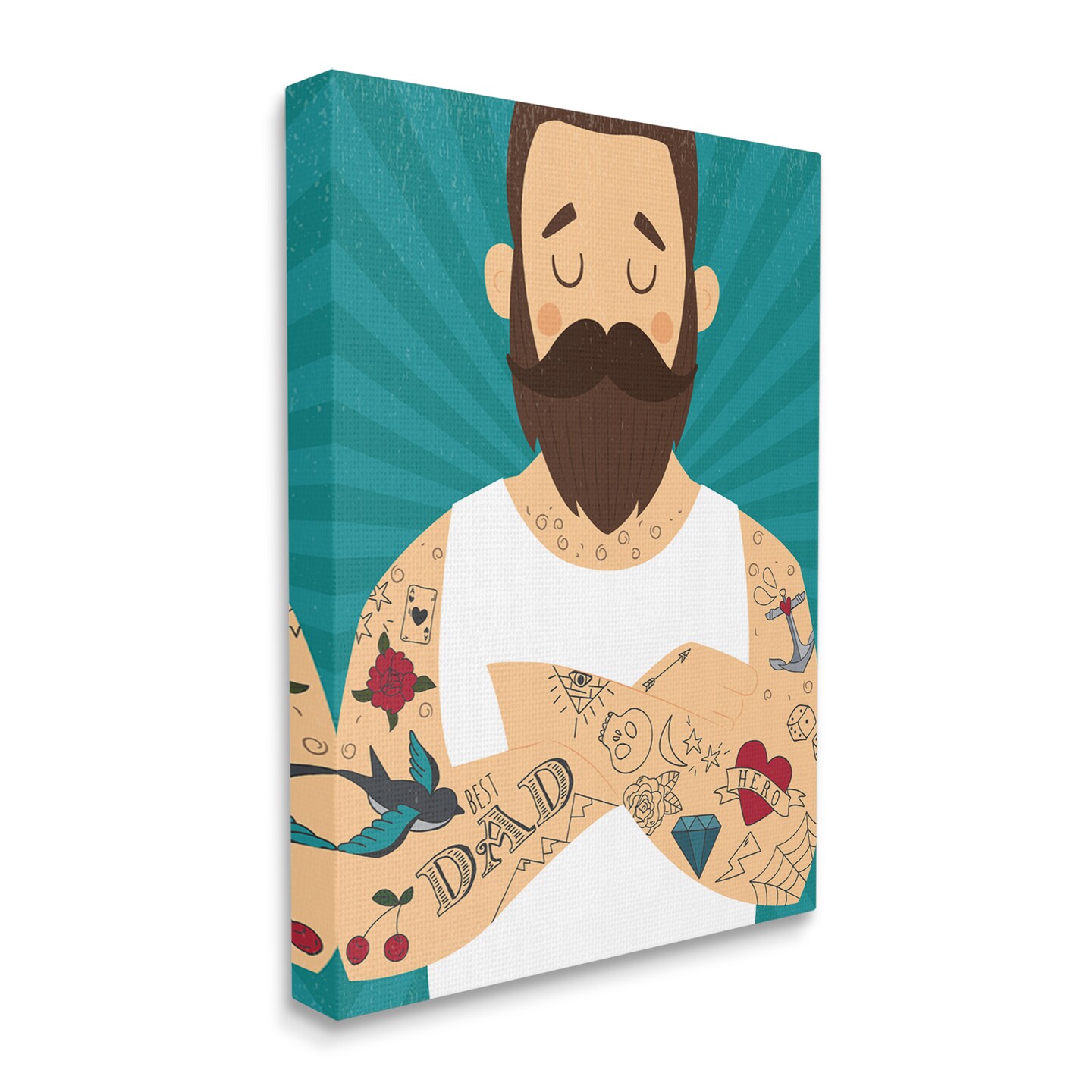 Stupell Industries Best Dad Father&#x27;s Day Tattoos Canvas Wall Art