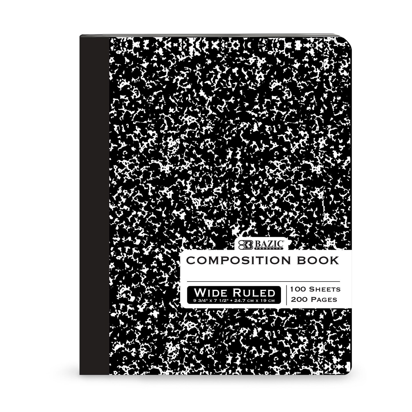 BAZIC Composition Book W/R Black Marble 100 Ct.