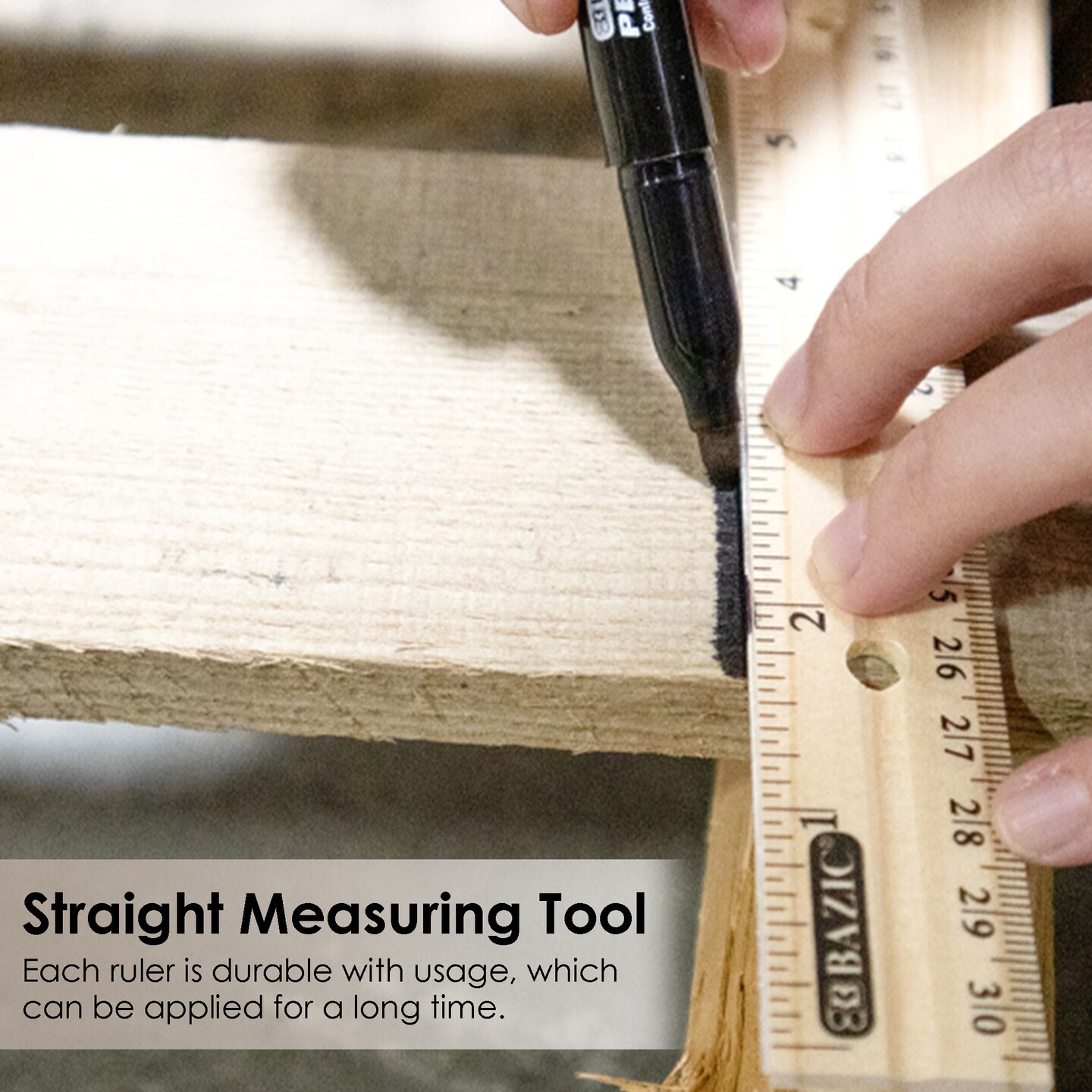BAZIC Wooden Ruler 12&#x22; (30cm)