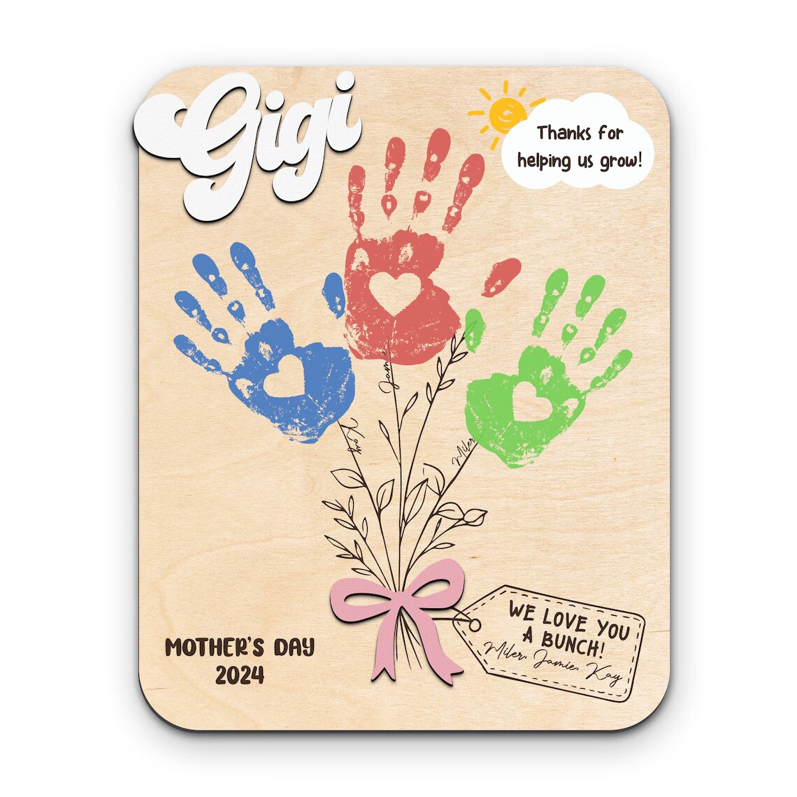 DIY Flower Handprint Sign, Personalized Gift for Mom, Mother Day Gift ...