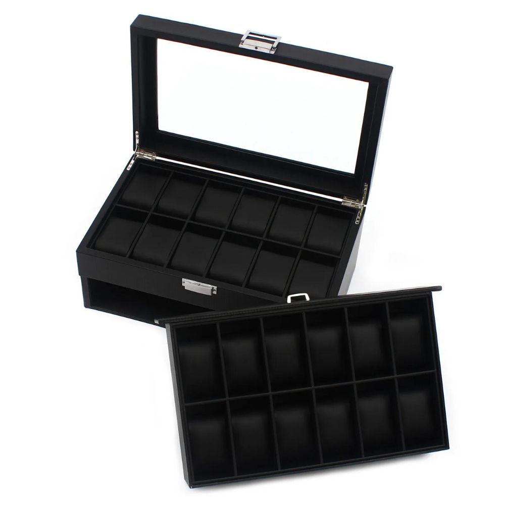 24-Slot Luxury Watch Display Case Jewelry Organizer