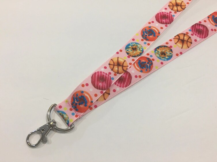 Pink Donuts ID Badge Lanyard, 1 Inch Wide and 19 Inch Long, Optional ...