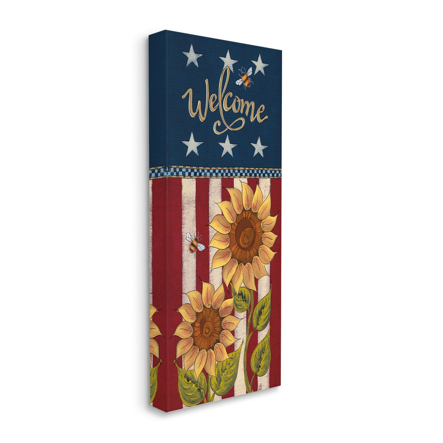Stupell Industries Americana Welcome Country Sunflowers Canvas Wall Art