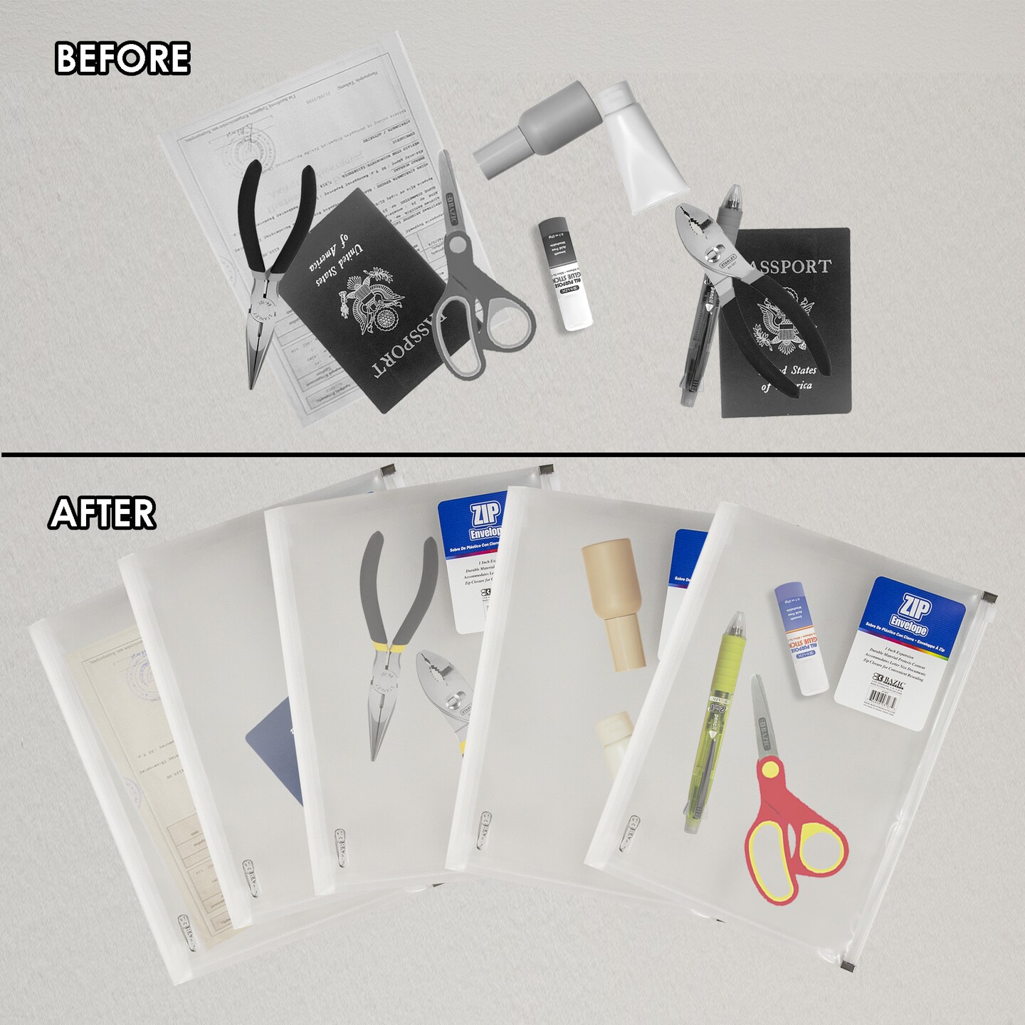 BAZIC Zip Envelope A4/Letter Size - Clear