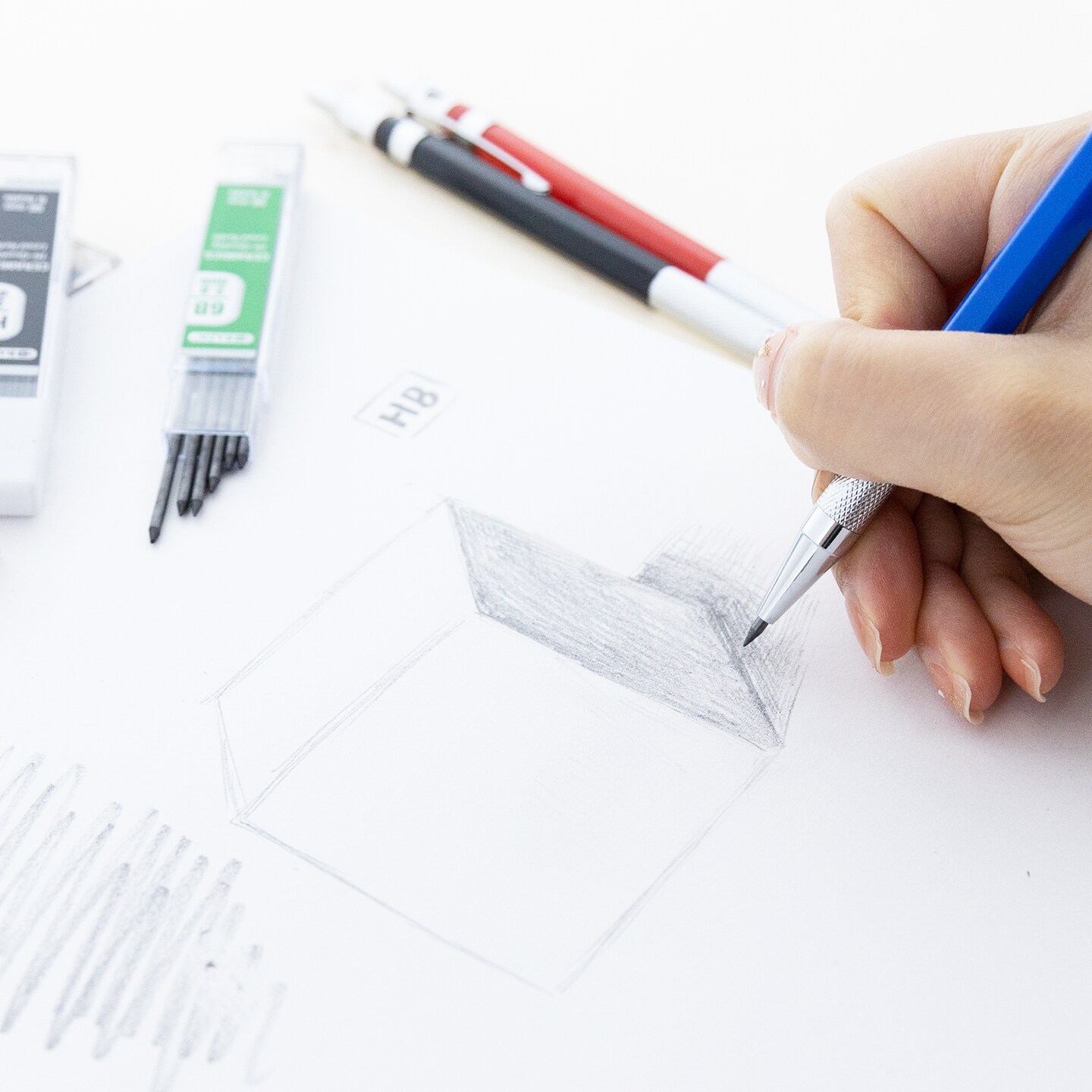 BAZIC 2.0 mm Drawing &#x26; Sketching Mechanical Pencil w/ HB 2B 4B 6B Ceramic Lead