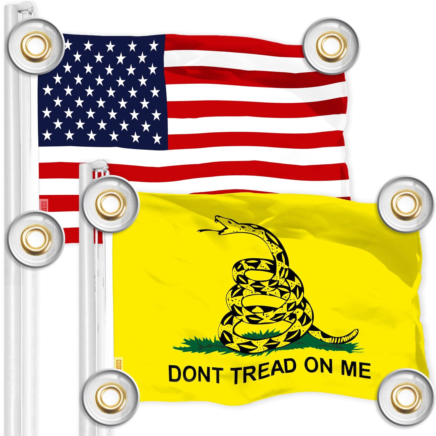 G128 Combo Pack: American USA Flag 3x5 Ft & Gadsden Don't Tread On Me ...