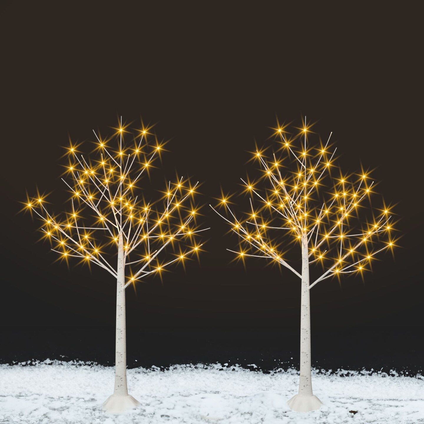 2pcs 4 FT Lighted Birch Tree Artificial Twig Tree Lamp for Christmas