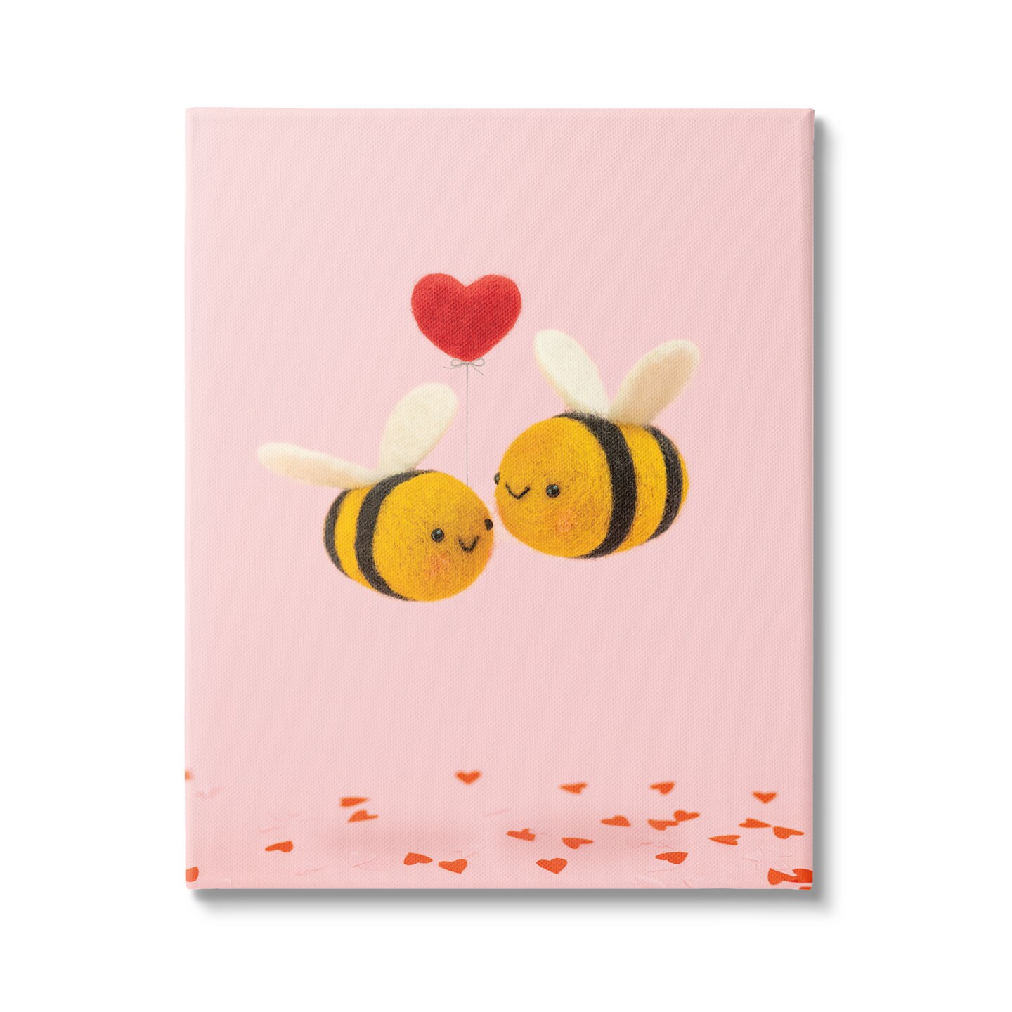 Stupell Industries Romantic Bumblebees Pink Hearts Canvas Wall Art