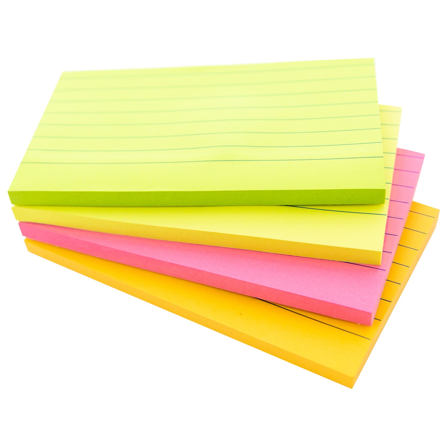 BAZIC Lined Stick On Notes Neon 3&#x22; X 5&#x22; 70 Ct.