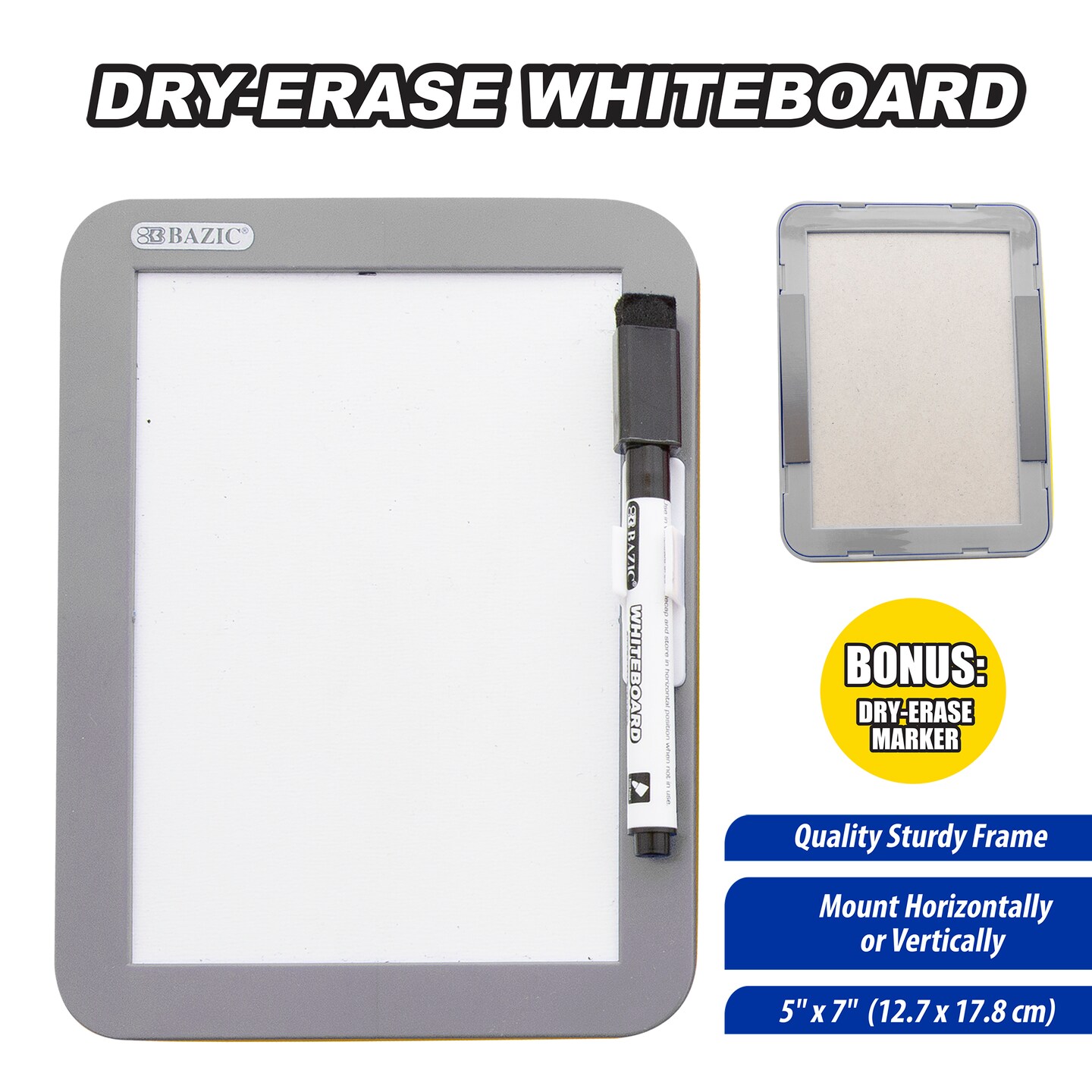 BAZIC Magnetic Locker Dry Erase Board 5&#x22; X 7&#x22; w/ Marker