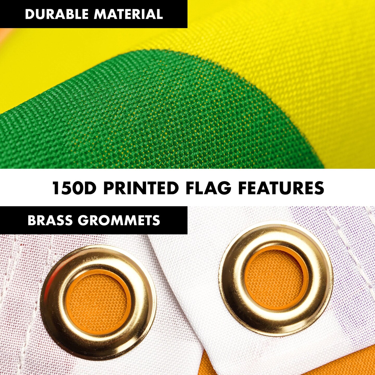 G128 Combo Pack: 6 Ft Tangle Free Aluminum Spinning Flagpole (White) &#x26; LGBT Progress Rainbow Pride Flag 3x5 Ft, LiteWeave Pro Series Printed 150D Polyester | Pole with Flag Included