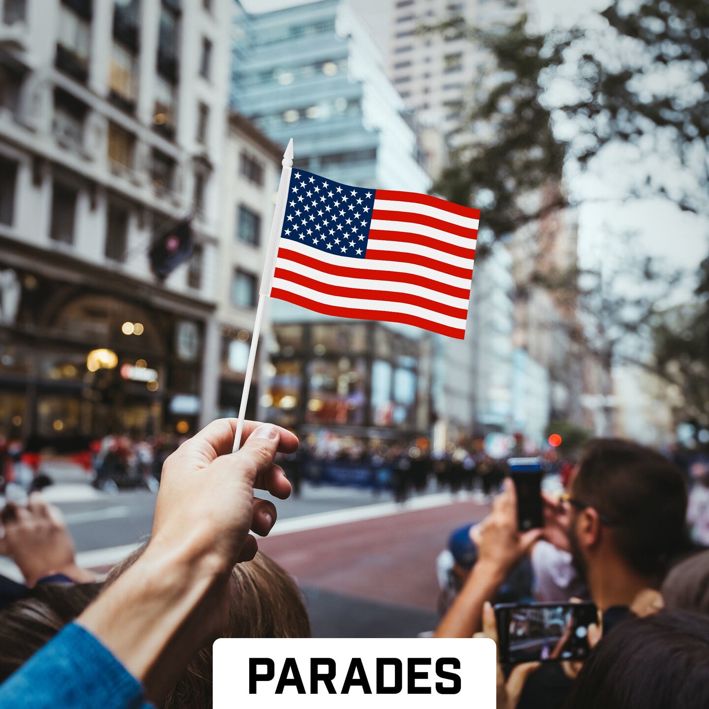 G128 12 Pack Handheld American USA Stick Flags | 4x6 In | Printed 150D Polyester, Counrty Flag, Solid Plastic Stick, Spear White Tip, Great for Patriotic Decorations