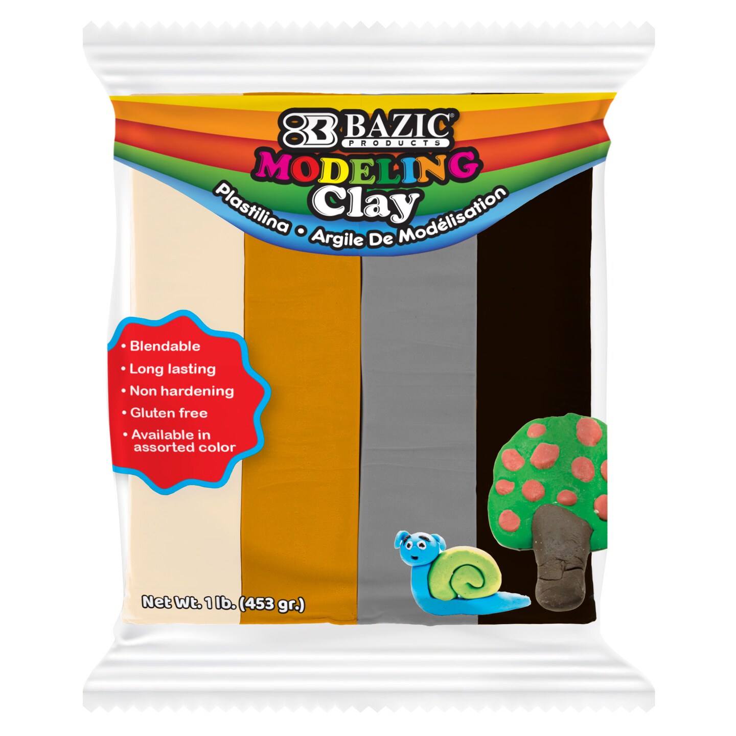 BAZIC Modeling Clay Sticks 1 lb 4 Natural/Earth Color