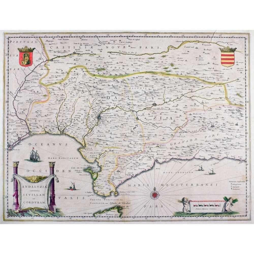 Map Of Andalusia Spain By Willem And Or Joannes Blaeu Published Amsterdam 1640 Poster Print