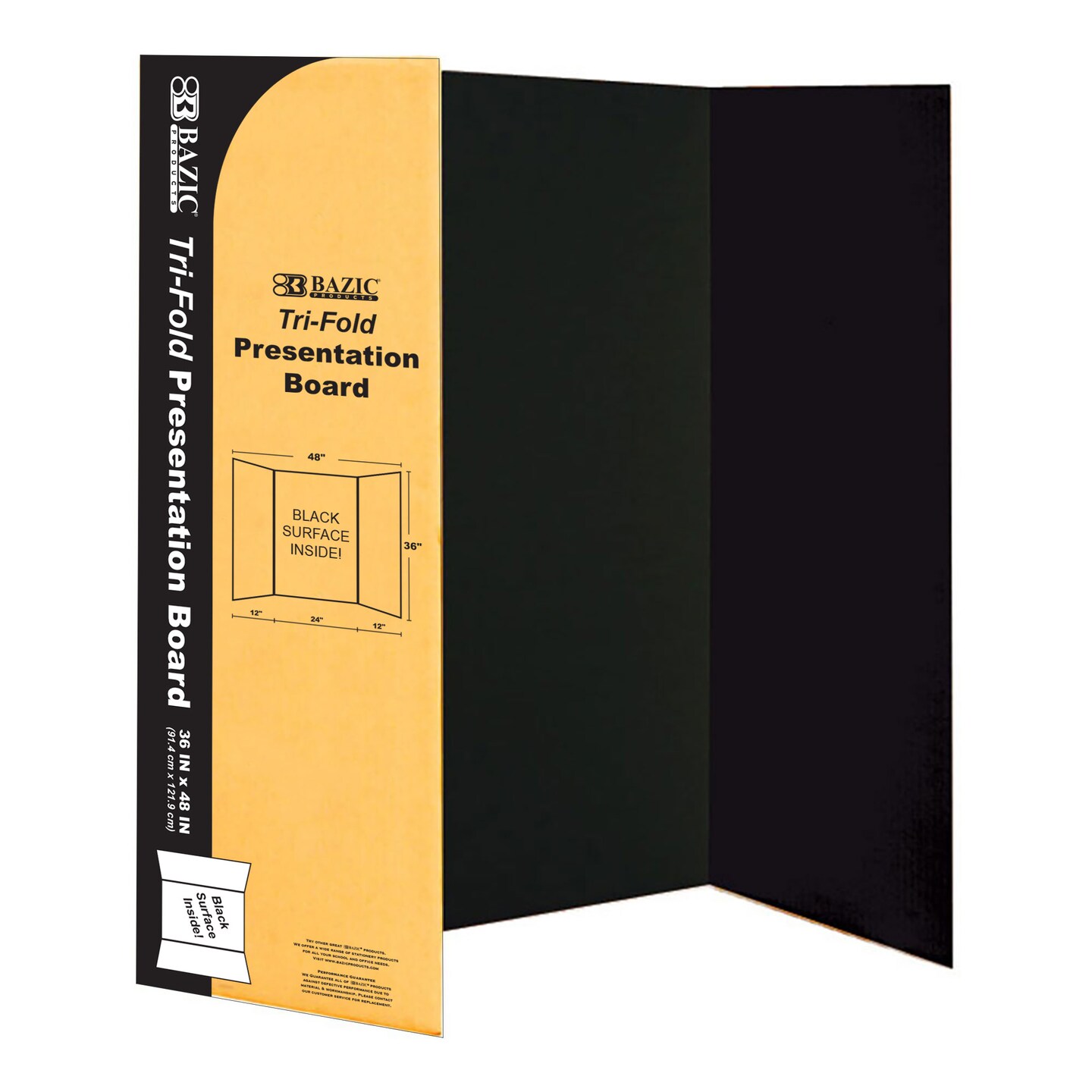 BAZIC Tri-Fold Corrugated Presentation Board - Black 36" X 48"