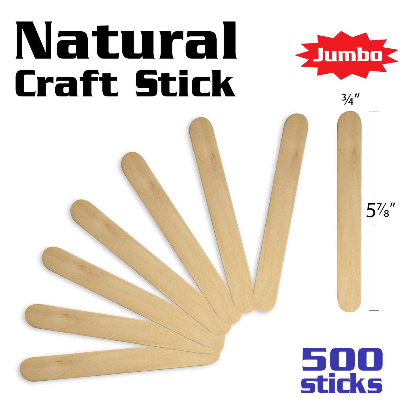 BAZIC Jumbo Natural Craft Stick (500/Pack)