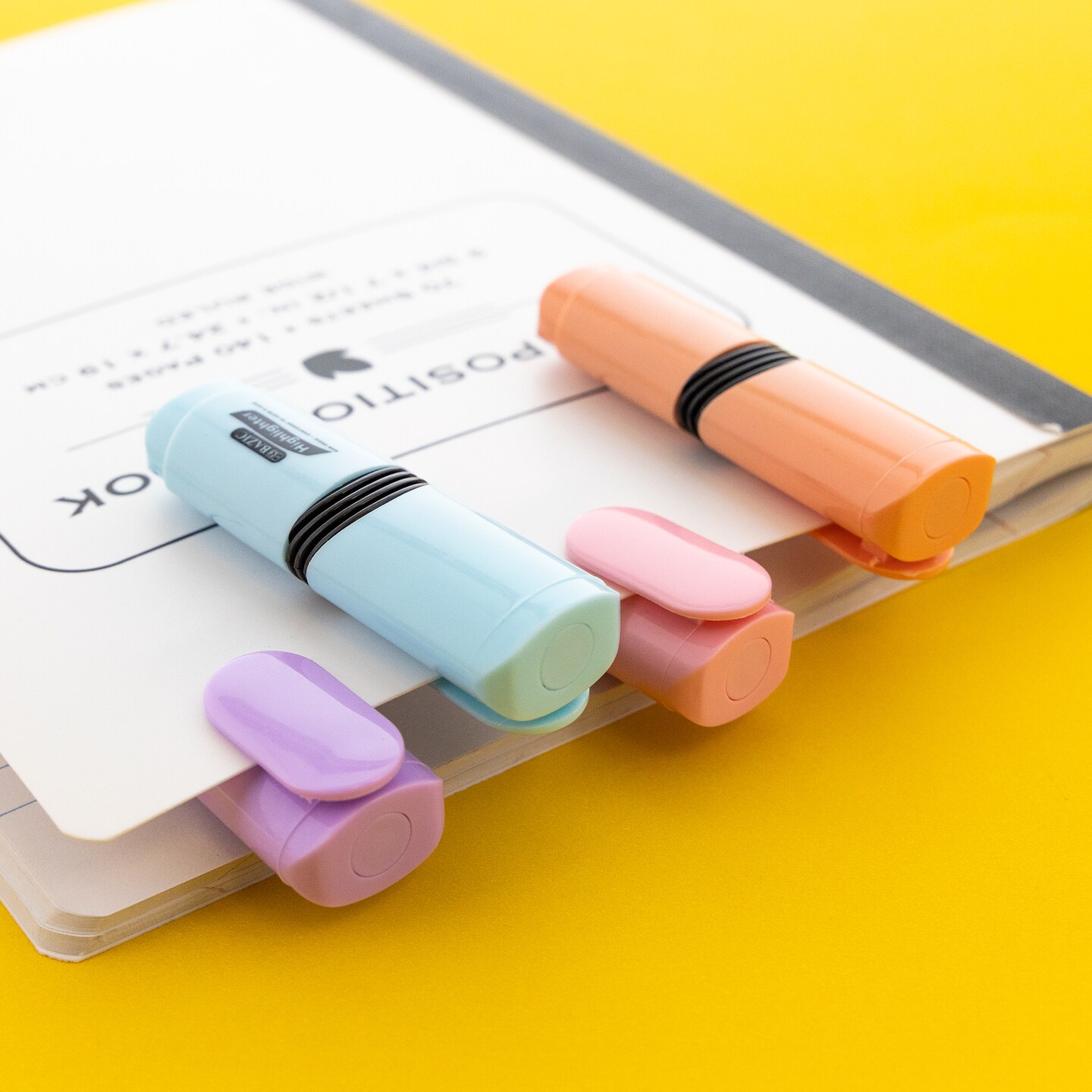 BAZIC Desk Style Pastel Mini Highlighters (4/Pack)