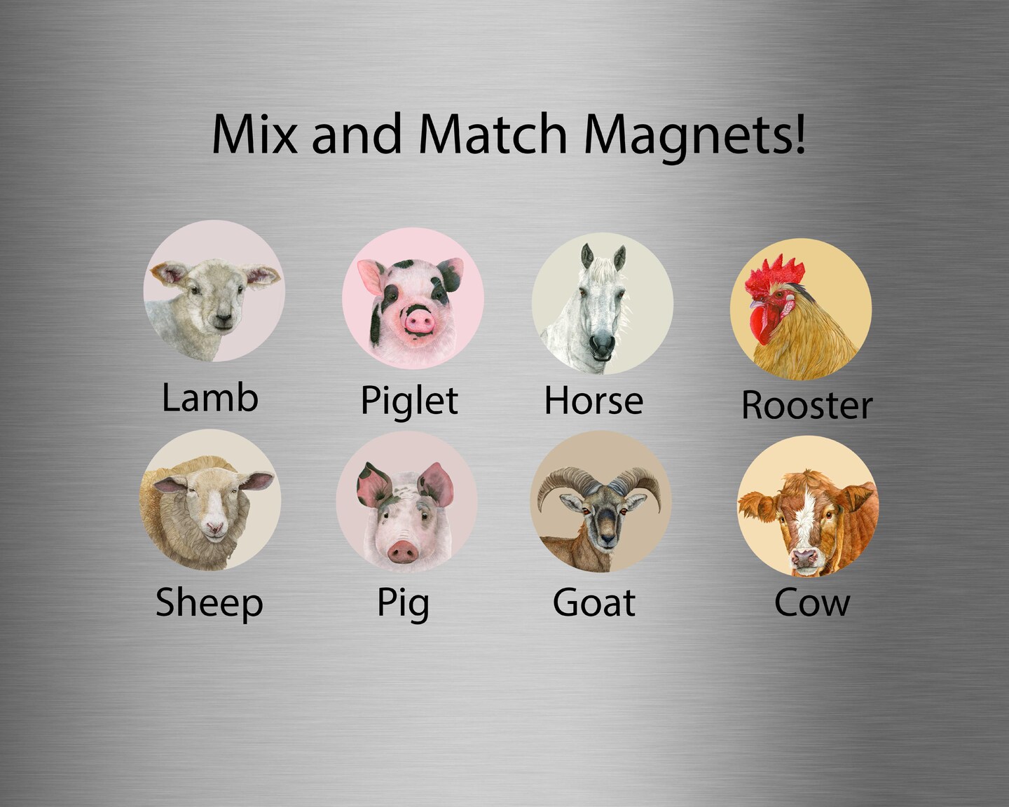 Farm Animal Magnets Refrigerator Magnets Small Round Magnets Mix and ...