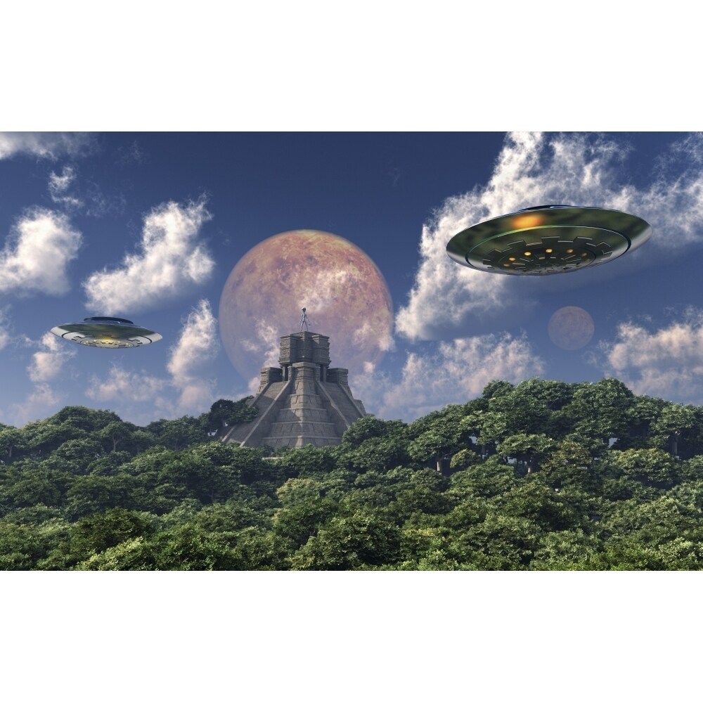 The Arrival Of Planet Nibiru As Seen From A Mayan Pyramid. Poster Print By Mark Stevenson/Stocktrek Images