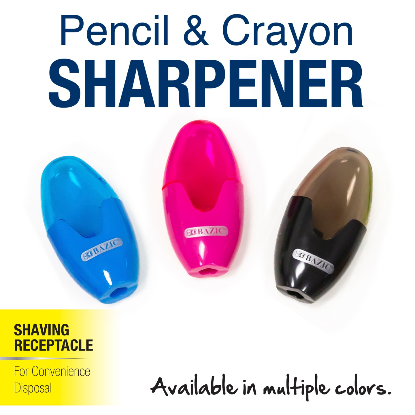 BAZIC Single Blade Xtreme Oval Sharpener w/ Receptacle (3/Pack)