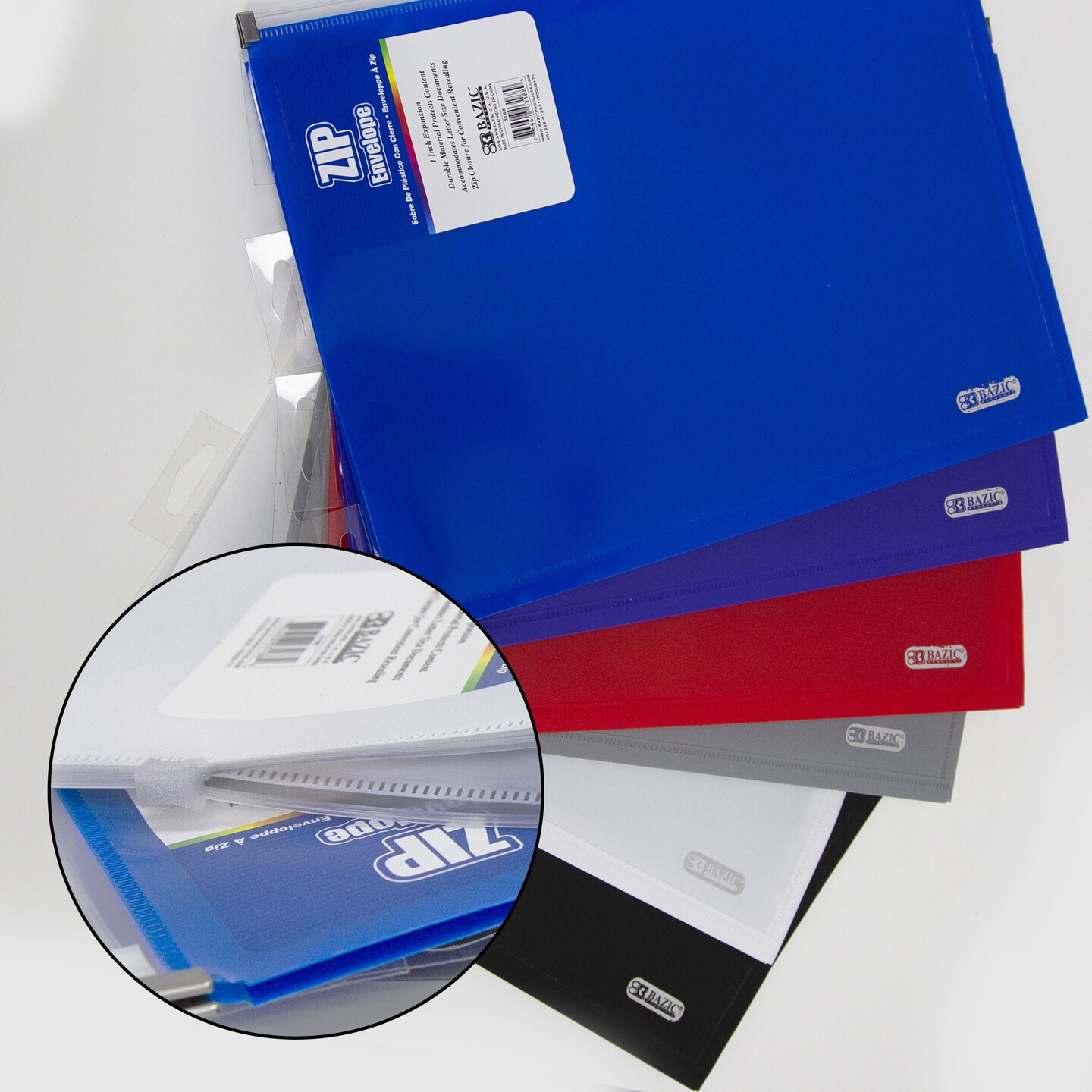 BAZIC Zip Envelope A4/Letter Size - Assorted Color