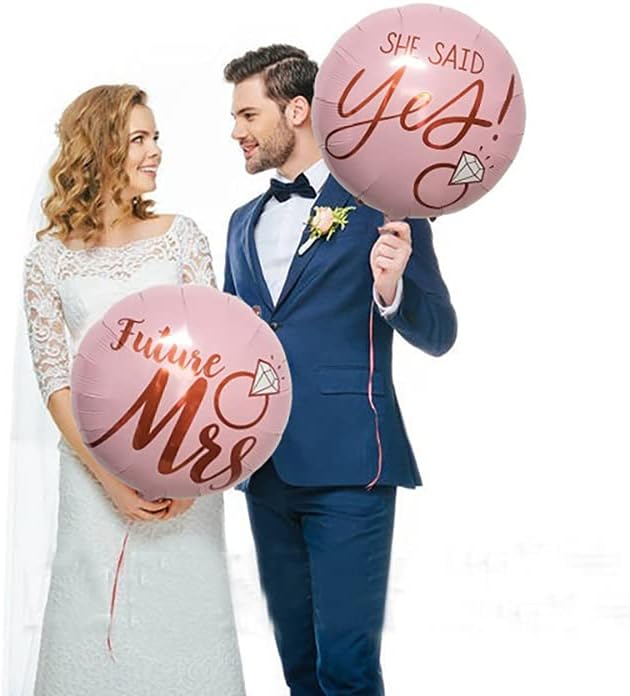 Diamond Ring Foil Balloon Set, 5pcs Bridal Shower Supplies for Bridal Shower Bride to be Party Wedding Engagement Decoration