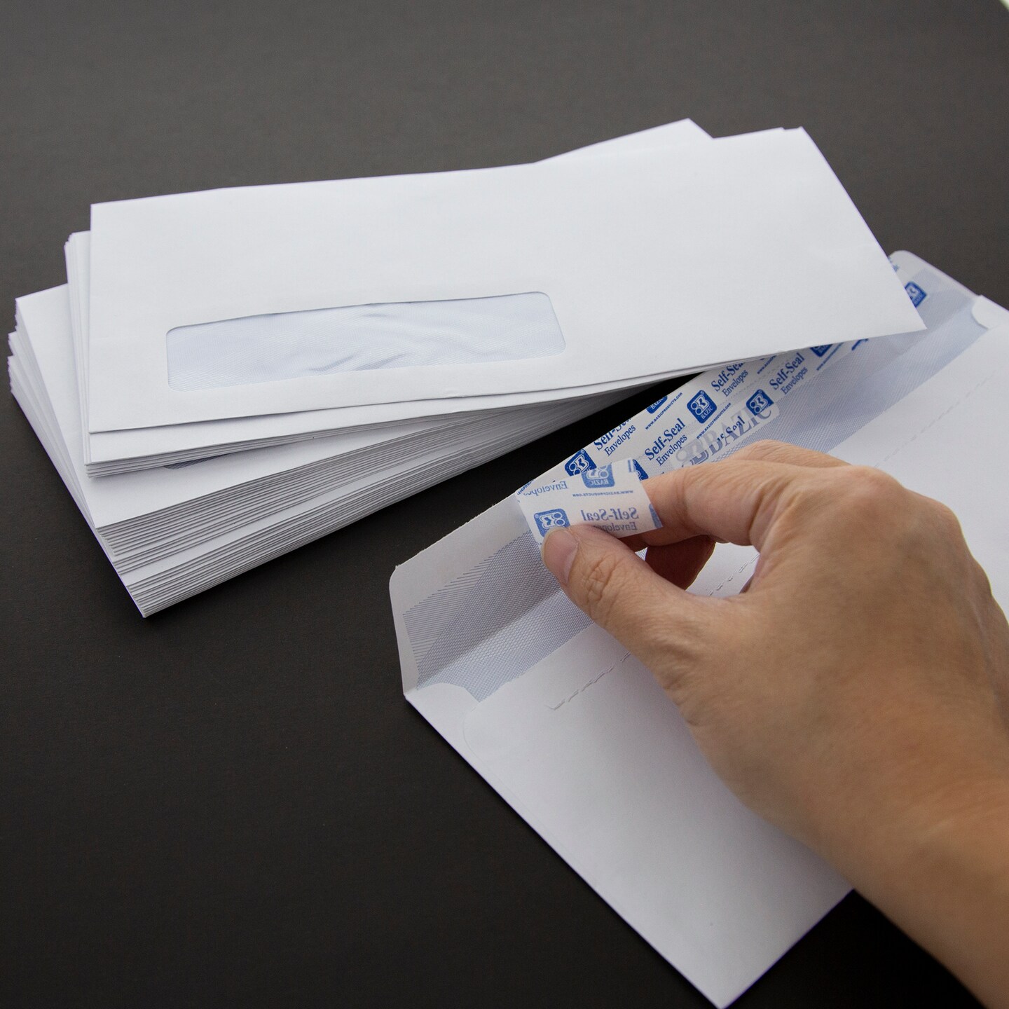 BAZIC #10 Self-Seal White Single Window Envelopes (500/Pack)