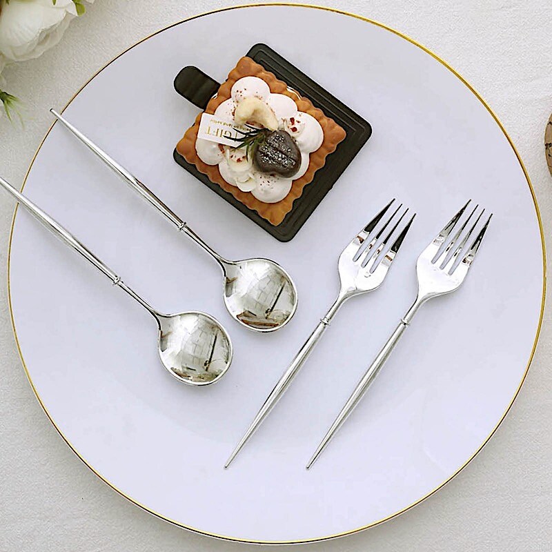 24 Disposable 6 in Premium Plastic CUTLERY Spoons Forks Set