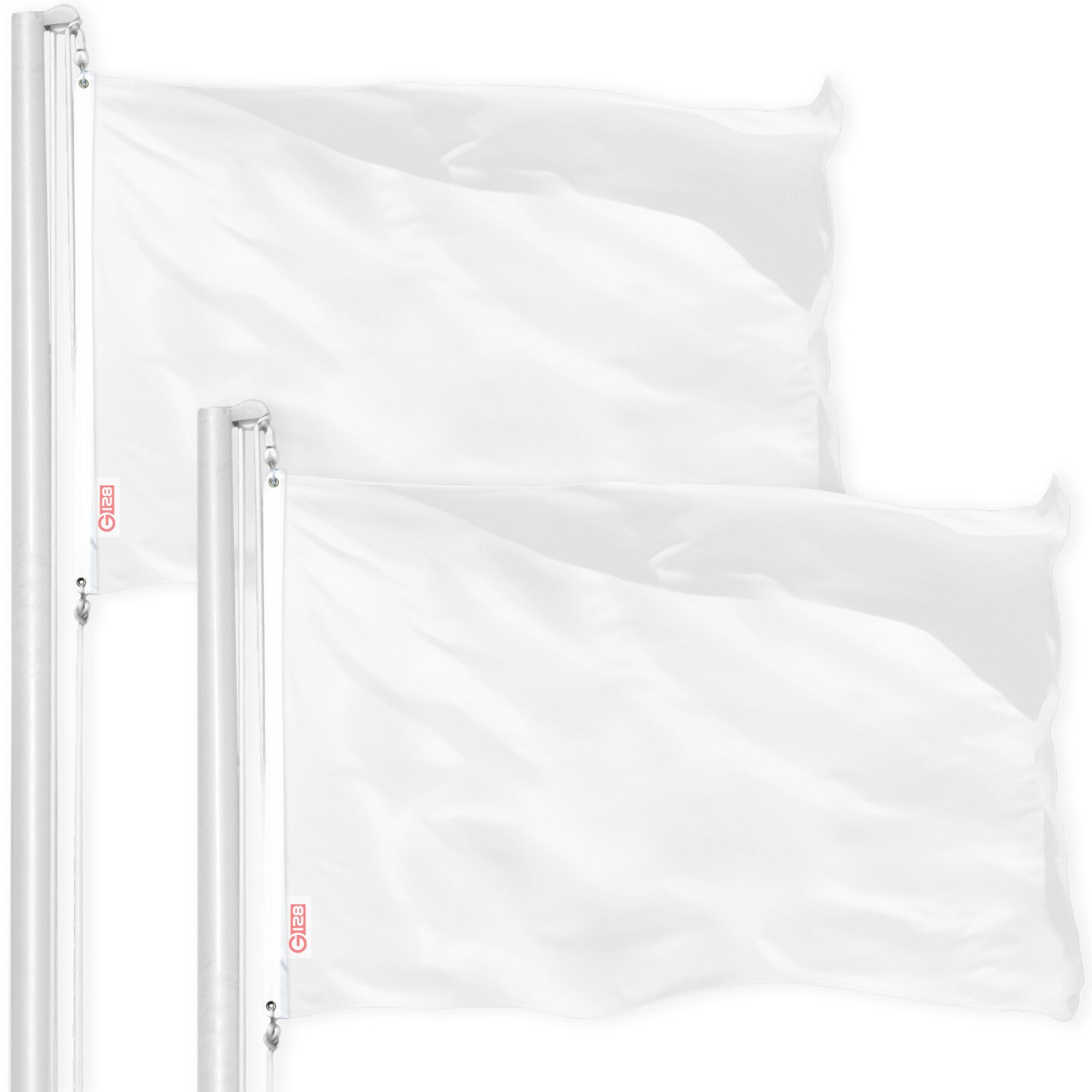 G128 2 Pack Solid White Color Flag 4x6 Ft LiteWeave Pro Series