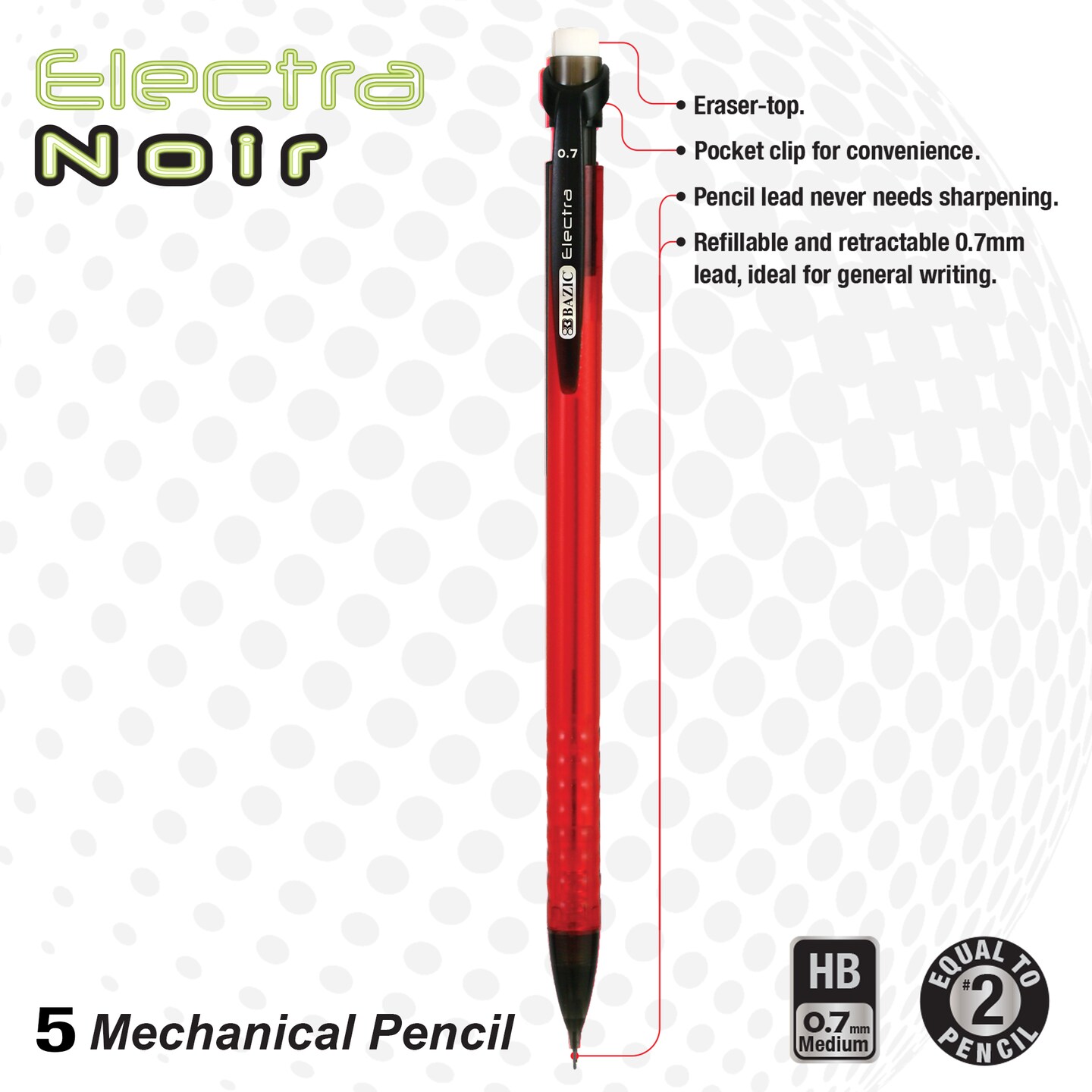 BAZIC 0.7 mm Electra Mechanical Pencil (5/Pack)