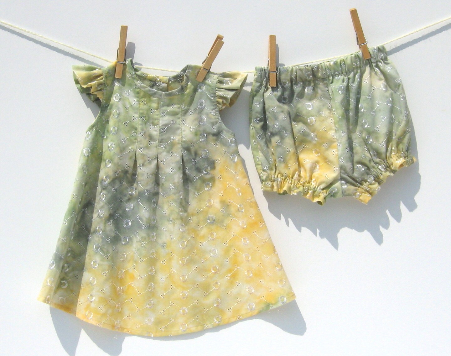 Tie Dye Eyelet 2 Pc. Baby Dress, Yellow Green Hippie Summer Dress and  Diaper Cover, Sz 9 to 12 Mos, USA Handmade | MakerPlace by Michaels