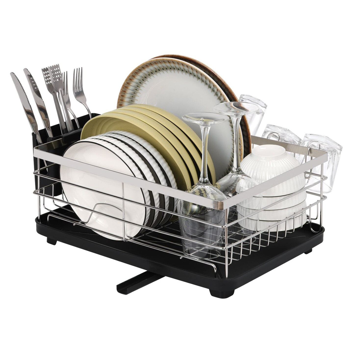 Countertop Dish Drying Rack, Stainless Steel Dish Drainer with Utensil Holder