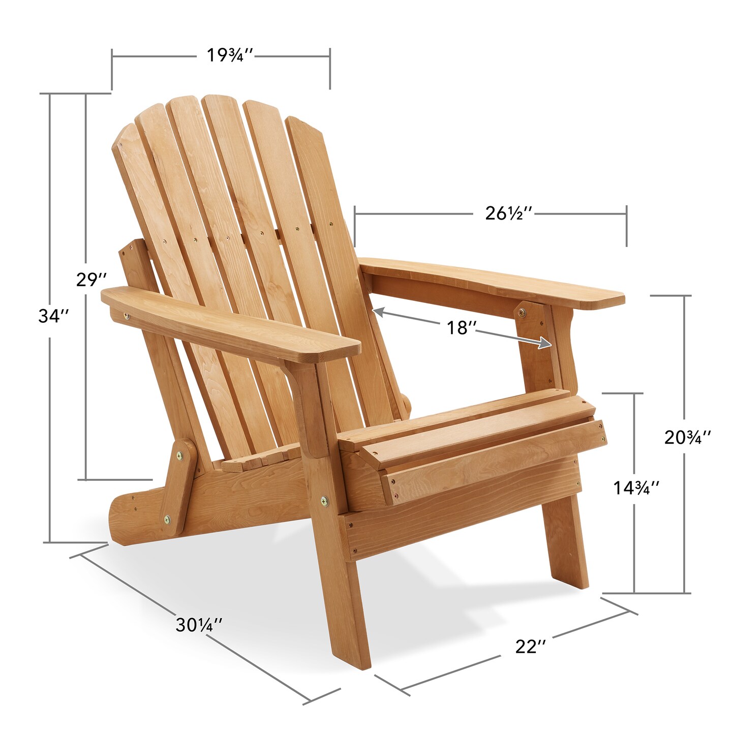 Casafield Oversized Folding Adirondack Chair, Set of 2 Cedar Wood Outdoor Fire Pit Lounge Chairs for Patio, Deck, Yard, Lawn and Garden Seating, Partially Pre-Assembled - Natural