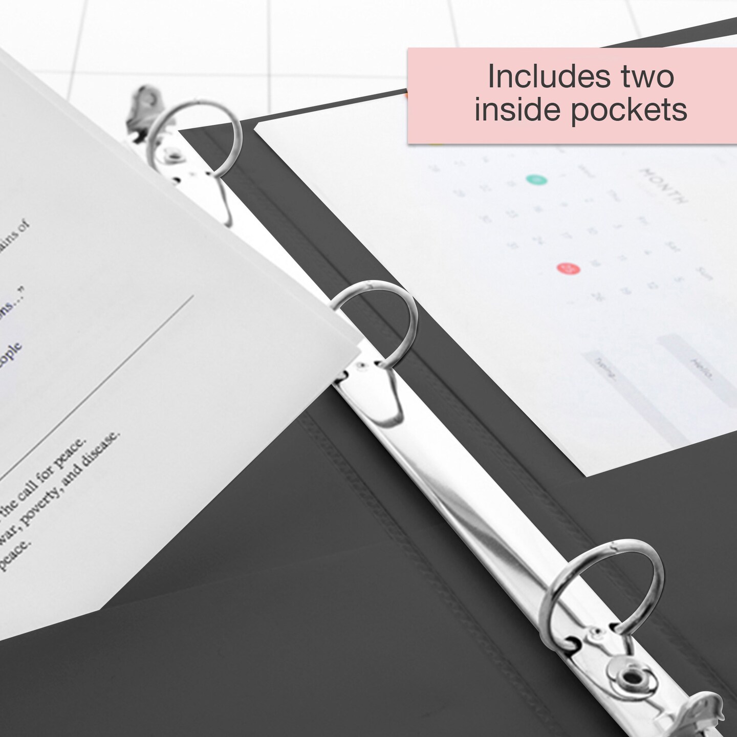 BAZIC 1.5&#x22; 3-Ring View Binder w/ 2-Pockets (11 Color Available)